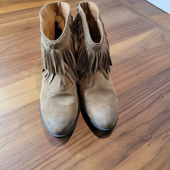 Altar'd State Free Spirit Fringe Women's Size 8 Ankle Booties Brown Tan - Picture 2 of 8